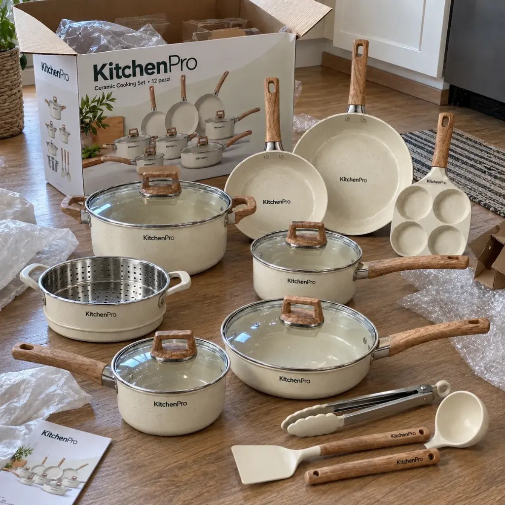 Zestaw KitchenPro świeżo rozpakowany na stole